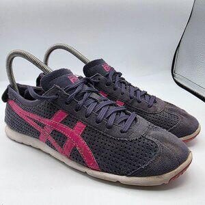 Asics Onitsuka Tiger Rio Runner Low Top Trainers Womens Size 7 Black Pink Shoes